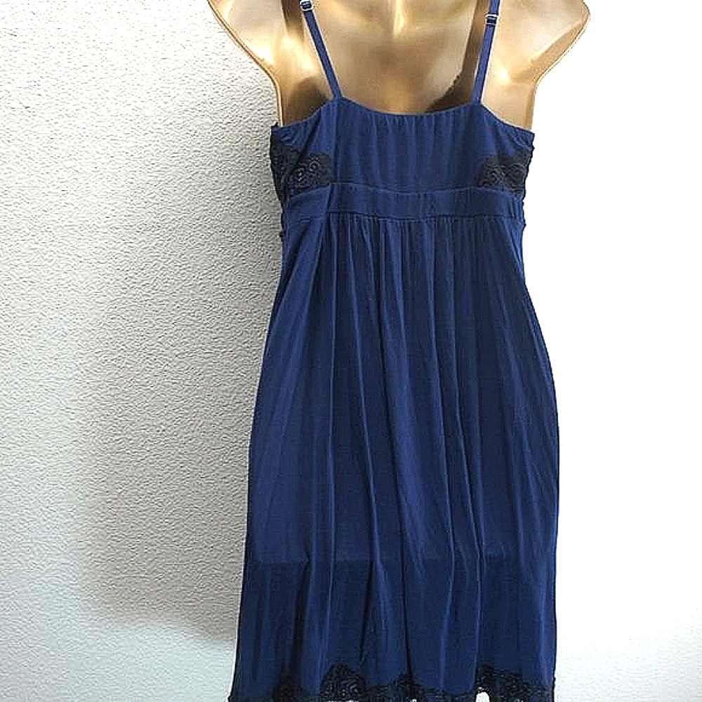 Soma navy w/black lace empire nightie size M - Picture 5 of 5
